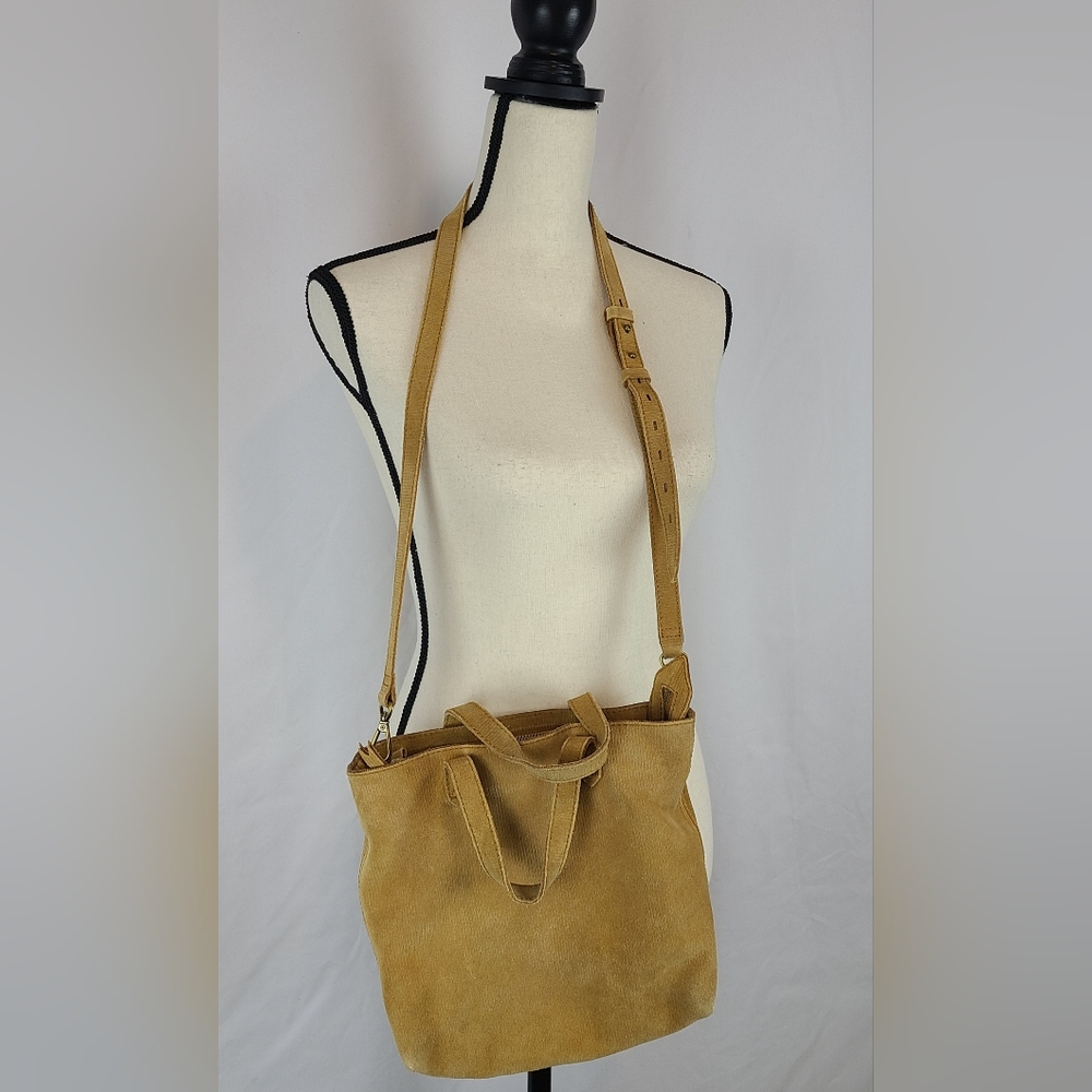 Madewell Corduroy Suede Crossbody Mini Transport Tote Bag, Marigold